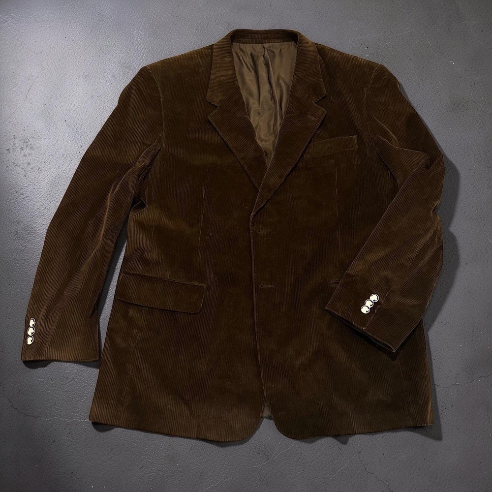 Vintage Calvin America Brown Corduroy Blazer Sport Coat Dog Hunt Buttons 44R